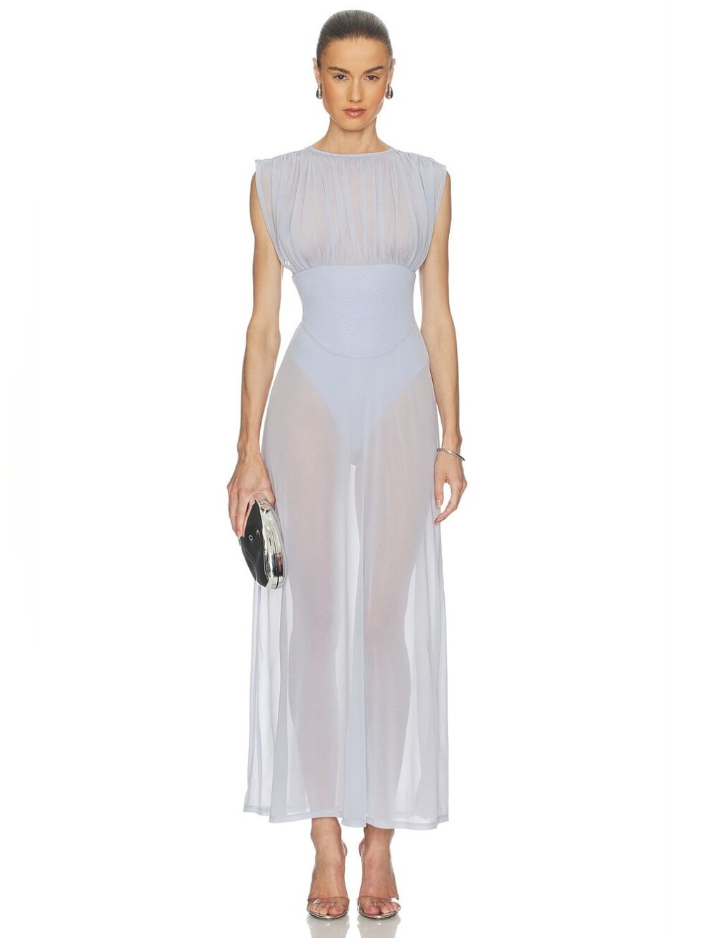 New $259 Camila Coelho Ophelia Dress Ice Blue Large See Description